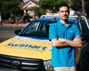 Photo of Swimart Home Pool Service Showing Staff and Service Vehicle